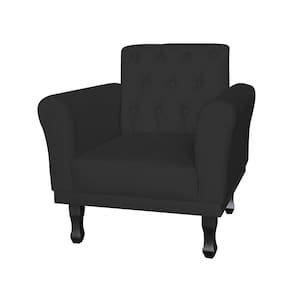 Poltrona Decorativa Pés Luis VX Para Recepção Classic Suede Preto - LM DECOR