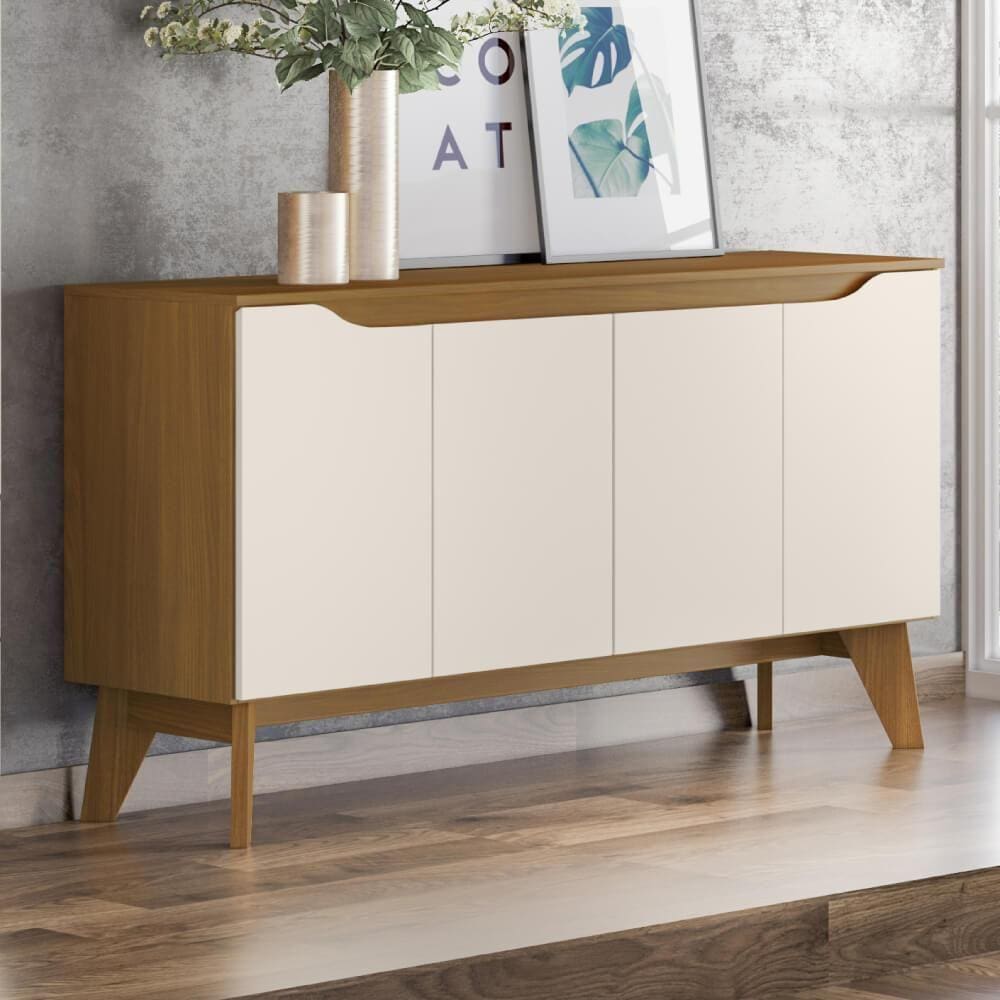 Buffet Quartzo com 4 Portas - Nature/Off White