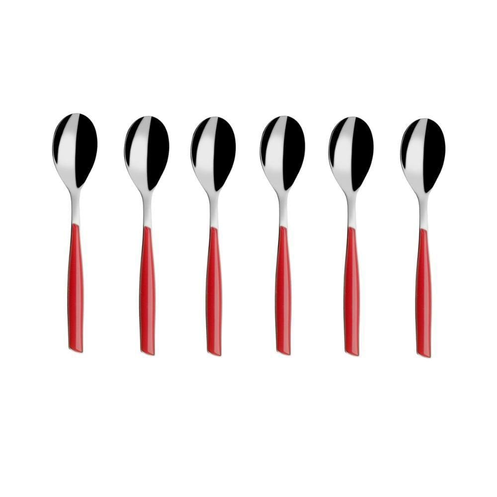 Colher para Café 13cm Inox 6 peças Vermelha Glamour Bugatti