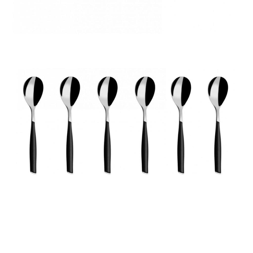 Colher para Café 15cm Inox 6 peças Preto Glamour Bugatti
