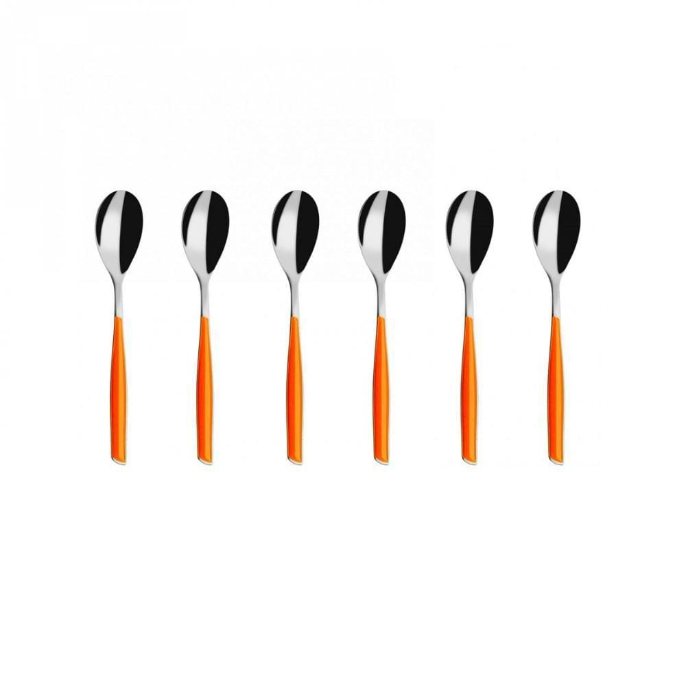 Colher para Café 15cm Inox 6 peças Laranja Glamour Bugatti
