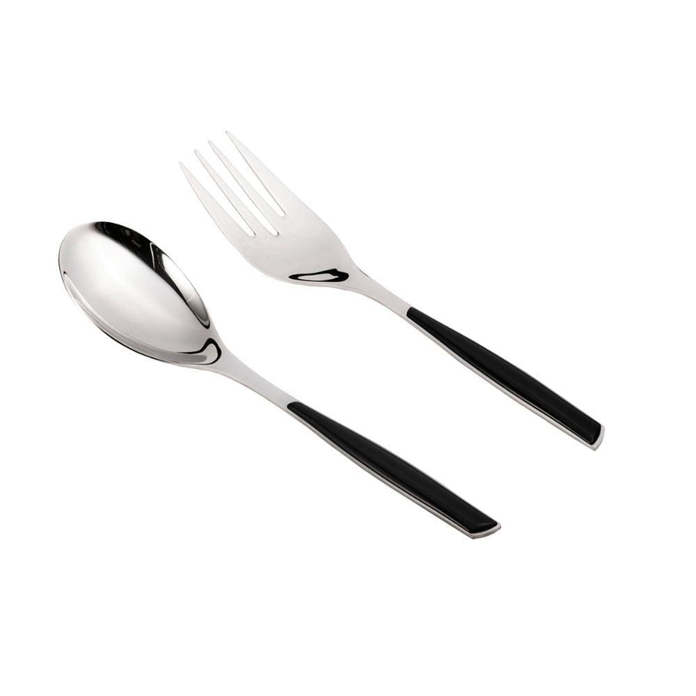 Garfo e Colher Salada 2 Peças Grande Preto Glamour Bugatti