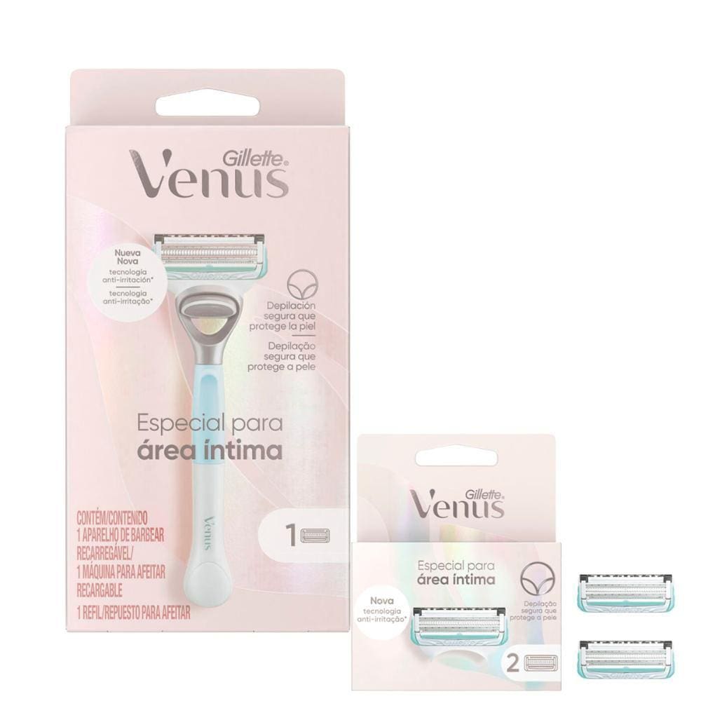 Kit Aparelho de Depilação Venus Intima 1 Unidade + Carga Depilar Venus Intima 2 Unidades
