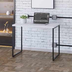Escrivaninha Dynamica Industrial 90 cm - Branco/Preto