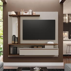 Rack com Painel Suspenso Treviso para TV de até 60- Off White/Savana