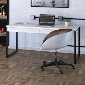 Mesa de Escritório Industrial Kuadra 2 Gavetas 150 cm - Preto/Snow