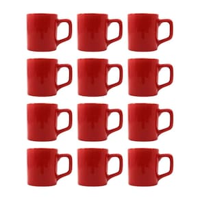 Jogo 12 Xícaras 80mL Café Expresso Vermelho Mini Canecas Chá
