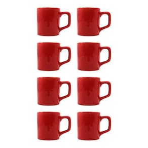 Jogo 8 Xícaras 80mL Café Expresso Vermelho Mini Canecas Chá