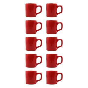Jogo 10 Xícaras 80mL Café Expresso Vermelho Mini Canecas Chá