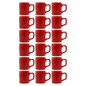 Jogo 18 Xícaras Café 80mL Cerâmica Vermelho Mesa Posta