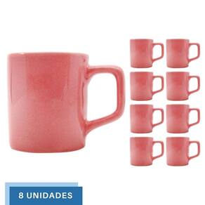 Jogo 8 Xícaras 80mL Café Expresso Rosa Mini Canecas Chá