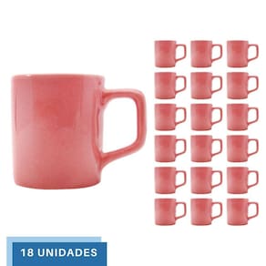 Jogo 18 Xícaras 80mL Café Expresso Rosa Mini Canecas Chá