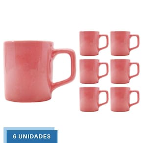 Jogo 6 Xícaras 80mL Café Expresso Rosa Mini Canecas Chá