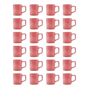 Jogo 24 Xícaras Café 80mL Cerâmica Rosa Mesa Posta