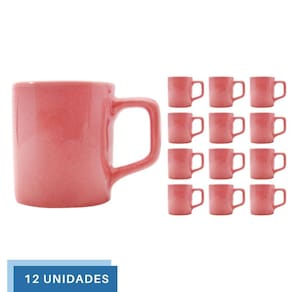 Jogo 12 Xícaras 80mL Café Expresso Rosa Mini Canecas Chá