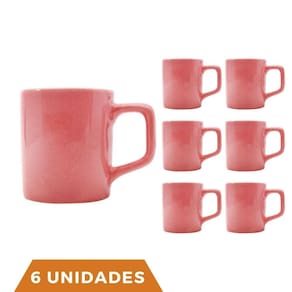 kit 6 Xícaras Café Colors Rosa 80mL Cerâmica Mesa Posta