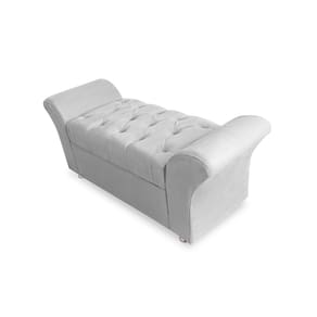 Recamier Calçadeira Baú Veneza Casal 140 cm Suede Branco LM DECOR