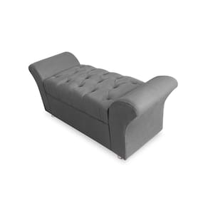 Calçadeira Baú Com Capitonê Veneza Cama Solteiro 90 cm Suede Cinza LM DECOR