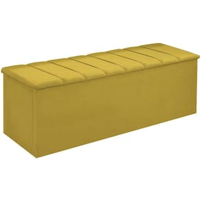 Calçadeira Baú Cancun Para Cama Box Casal 140 cm Suede Amarelo - LM DECOR