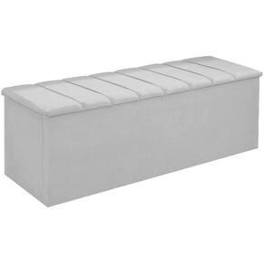 Calçadeira Baú Cancun Para Cama Box King 195 cm Suede Branco - LM DECOR