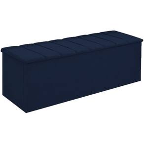Calçadeira Baú Cancun Para Cama Box Queen 160 cm Suede Azul Marinho - LM DECOR
