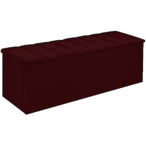 Calçadeira Baú Cancun Para Cama Box Queen 160 cm Suede Vermelho Bordo - LM DECOR
