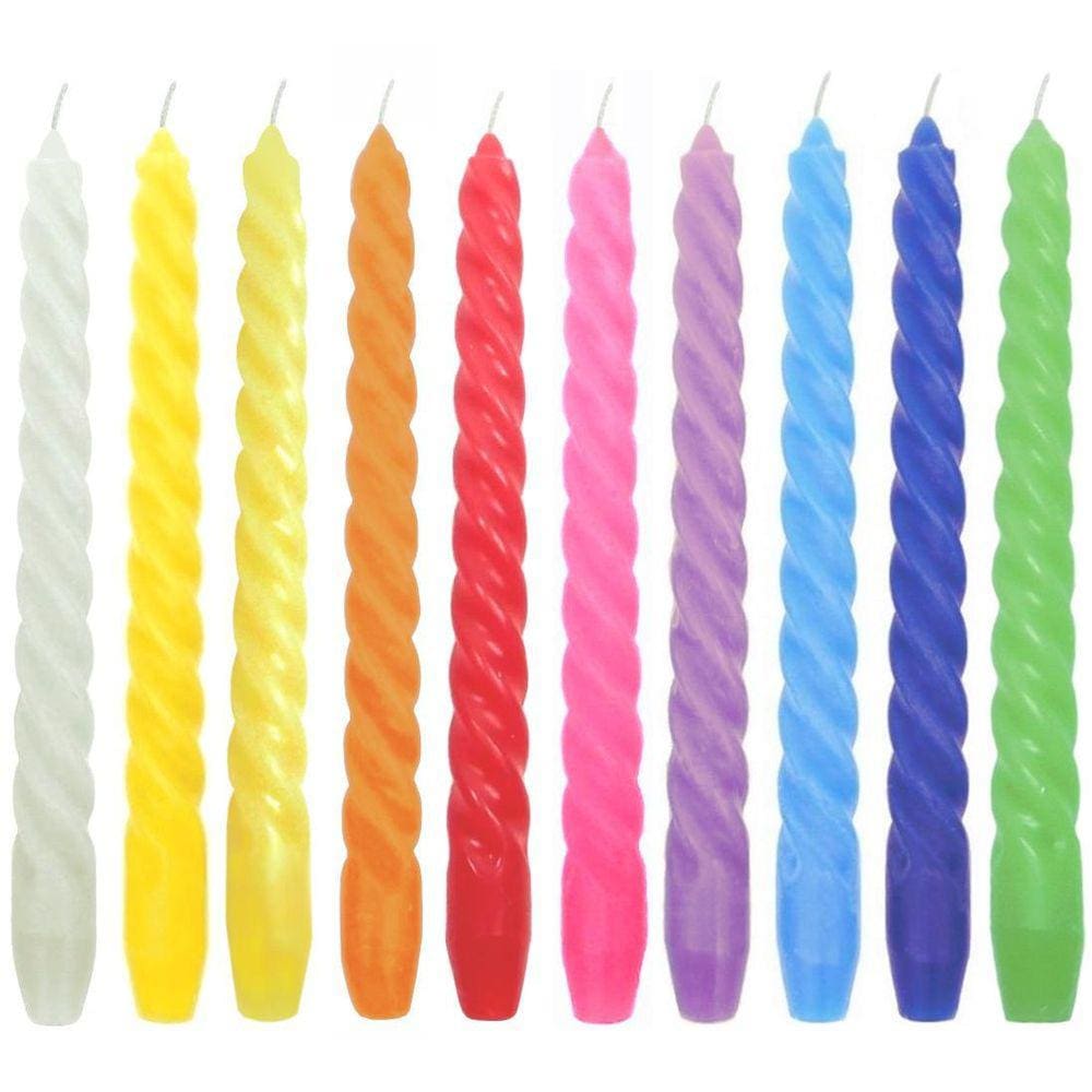 10 Vela Torcida 25 Cm Colorida Decoração Festa Castiçal