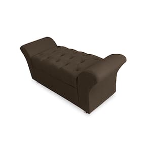 Calçadeira Baú Veneza Para Cama Casal 140 cm Suede Marrom LM DECOR