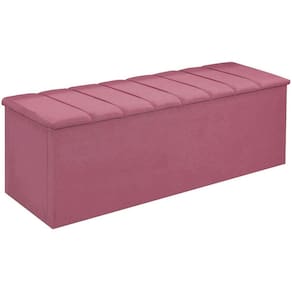 Calçadeira Baú Cancun Para Cama Box Solteiro 90 cm Suede Rosa Barbie - LM DECOR