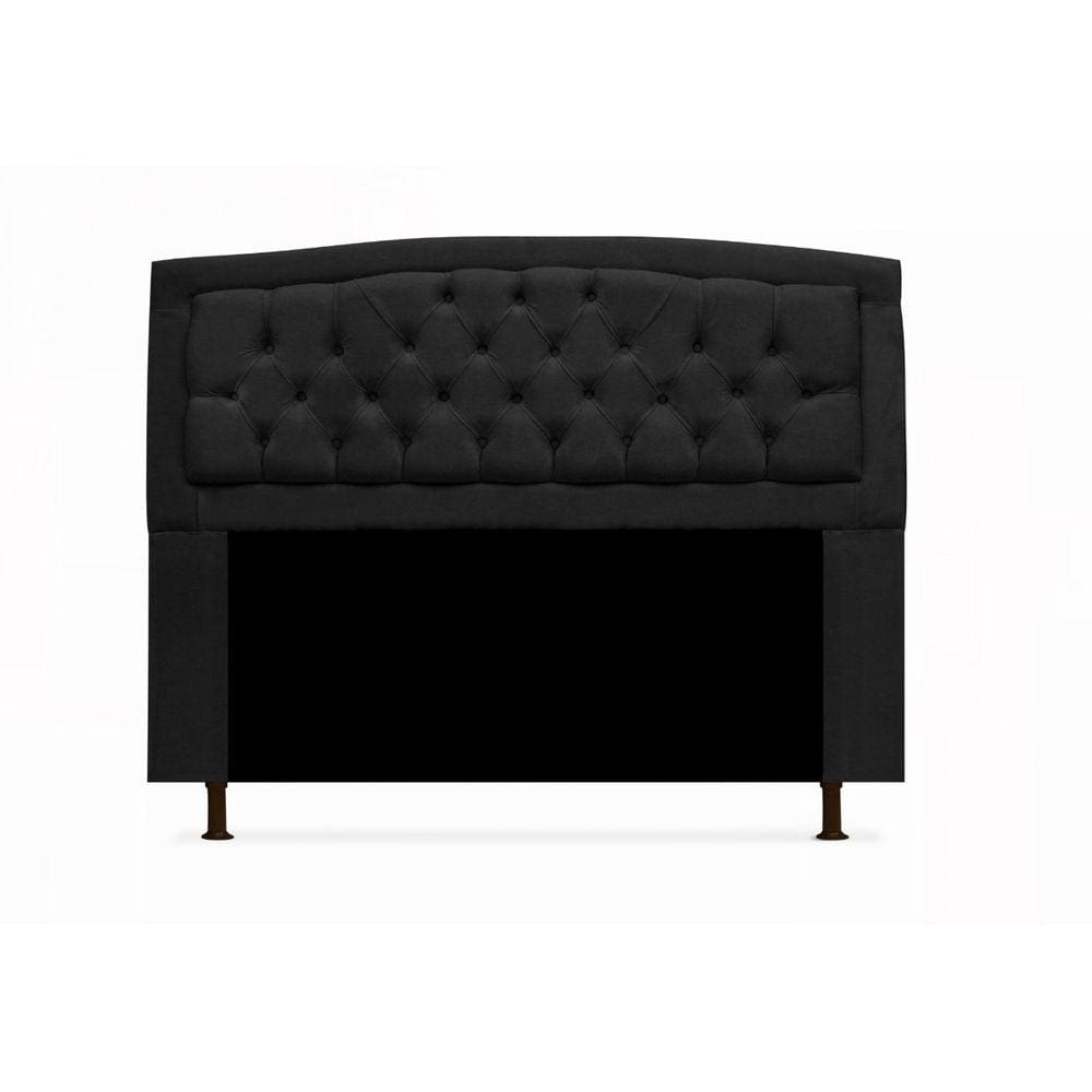 Cabeceira Estofada Geovana Para Cama Box Queen 160 cm Suede Preto - LM DECOR