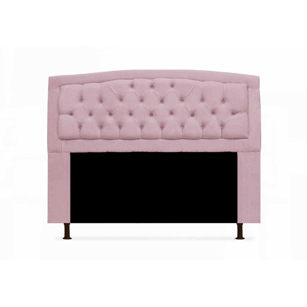 Cabeceira Estofada Geovana Para Cama Box Queen 160 cm Suede Rosa Bebe - LM DECOR