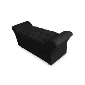 Calçadeira Baú Veneza Para Cama Solteiro 90 cm Suede Preto LM DECOR
