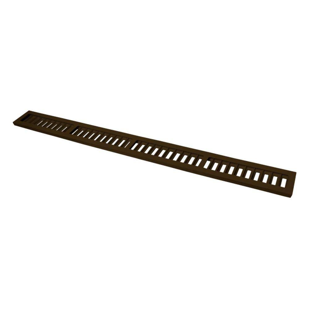 Ralo Grelha Linear com Caixilho em Alumínio Marrom 10x100cm