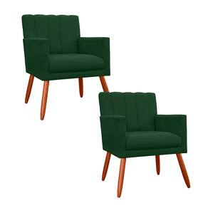Kit 2 Poltronas Decorativa P/ Recepção Cecília Suede Verde - LM DECOR