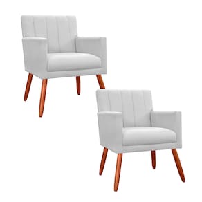 Combo 2 Poltronas Decorativa Para Consultório Escritório Cecília Suede Branco - LM DECOR