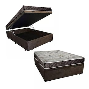 Cama Box Baú Casal Colchão Gold Espuma D33 Acolchões + Box Suede 57x138x188