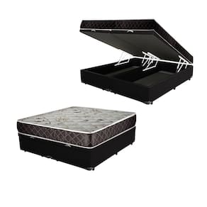 Cama Box Baú Queen Colchão Gold Espuma D33 Acolchões + Box Sintético 65x158x198