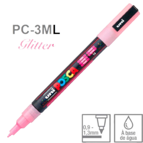 Caneta Posca PC-3ML Cor Rosa com Glitter Marcador ponta fina
