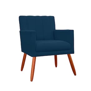 Poltrona Cadeira Estofada Para Sala de Visitas Cecília Suede Azul Marinho - LM DECOR