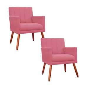Combo 2 Poltronas Decorativa Para Consultório Escritório Cecília Suede Rosa - LM DECOR
