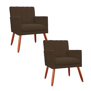 Combo 2 Poltronas Decorativa Para Consultório Escritório Cecília Suede Marrom - LM DECOR