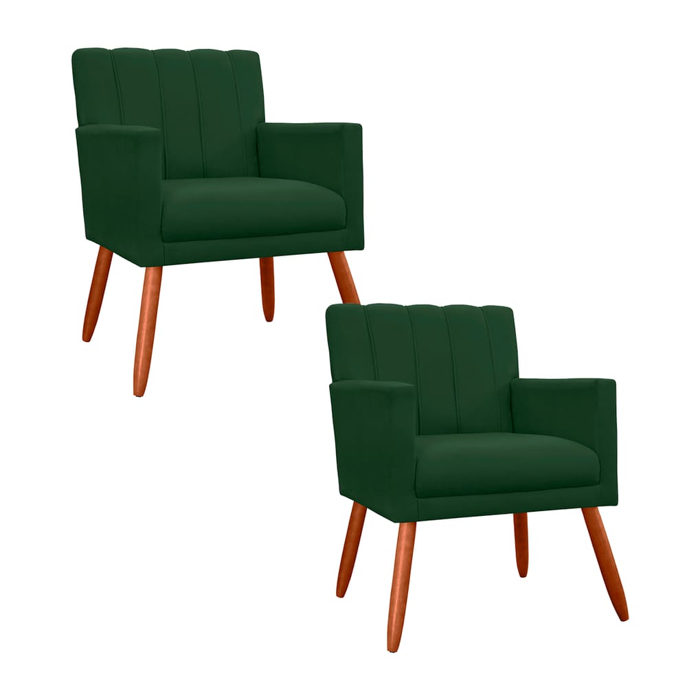Combo 2 Poltronas Decorativa Para Consultório Escritório Cecília Suede Verde - LM DECOR