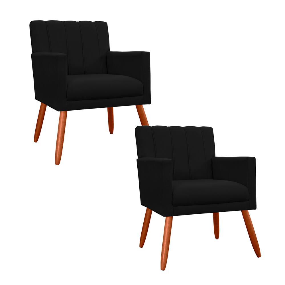 Combo 2 Poltronas Decorativa Para Consultório Escritório Cecília Corano Preto - LM DECOR