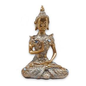 Buda da Reflexão Yoga Orando Buda Gold Brilhante 12 cm