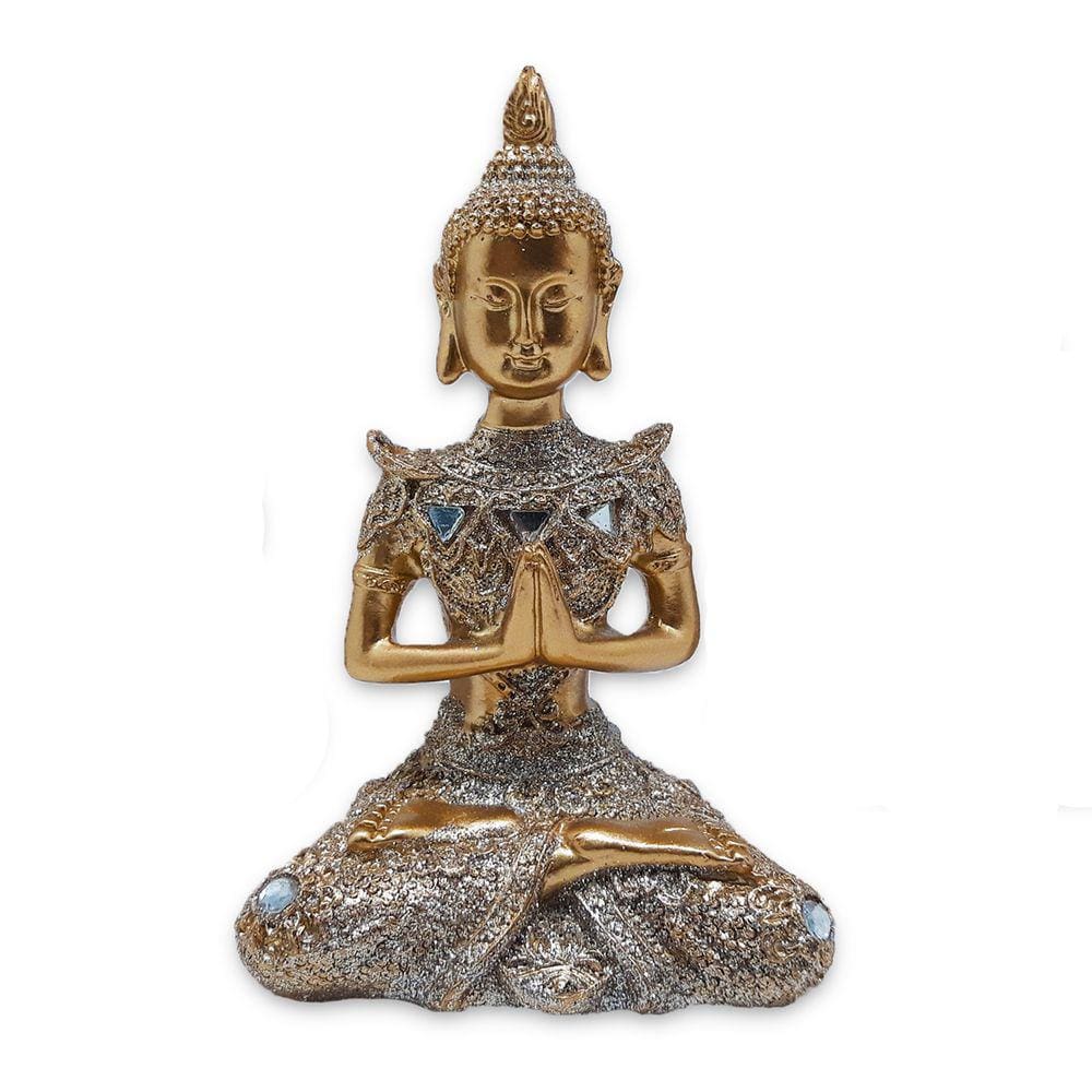 Buda da Reflexão Yoga Rezando Buda Gold Brilhante 12 cm