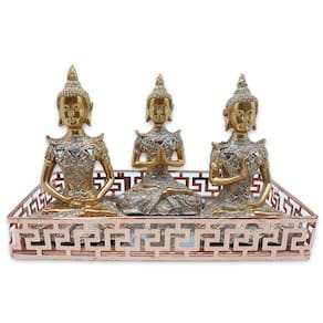 Trio de Buda da Reflexão Yoga Refletindo Buda Com Bandeja