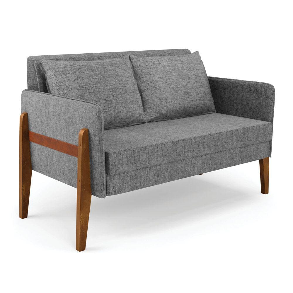 Sofá Namoradeira Lana Linho Base de Madeira - D`Rossi