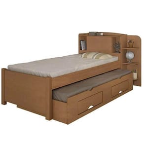 Cama Solteiro 100% MDF Milenio Sem Cama Auxiliar Cor Marrom