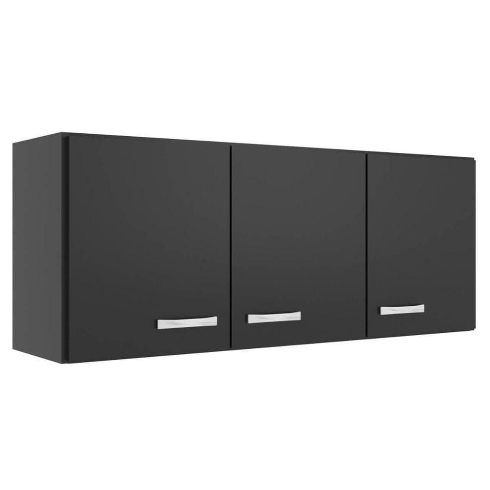 Armário Aéreo 3 Portas 120cm Evidencia Cor Preto