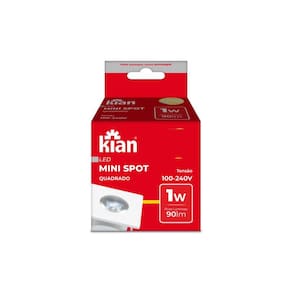 Mini Spot Led Quadrada 1W 6500K Branco Moveis Bivolt Kian